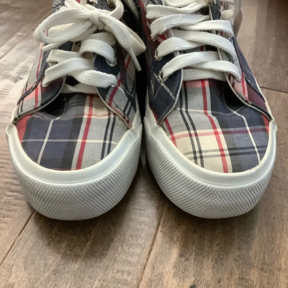 Tommy Hilfiger Red and Blue Plaid Sneakers, 7.5